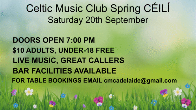 Celtic Music Club Spring CÉILÍ Saturday 20th September